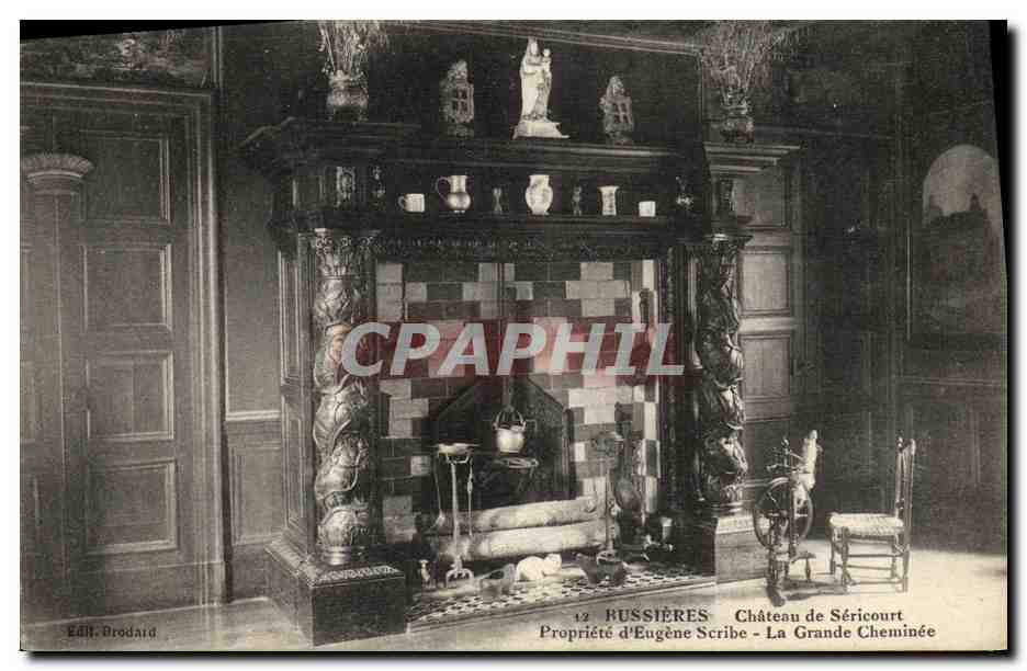 CPA Bussieres Chateau de Sericourt Propriete d Eugene Scribe La Grande Cheminee