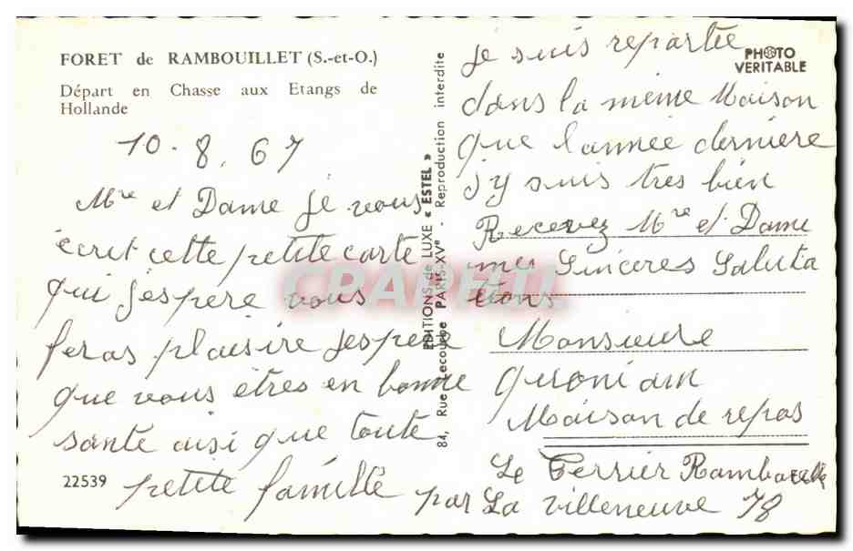 Jagd auf den Teichen von Ramboillet — Abreise nach Holland — Estel — Rückseite