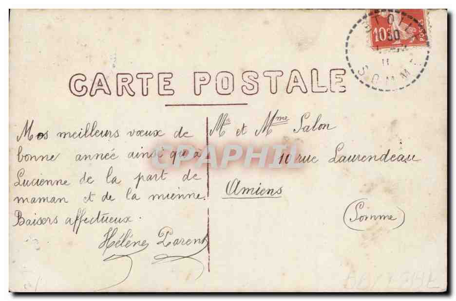 Femme dans une voiture décorée de roses — Bonne Année — éditeur inconnu, n° 2800 — Achterkant