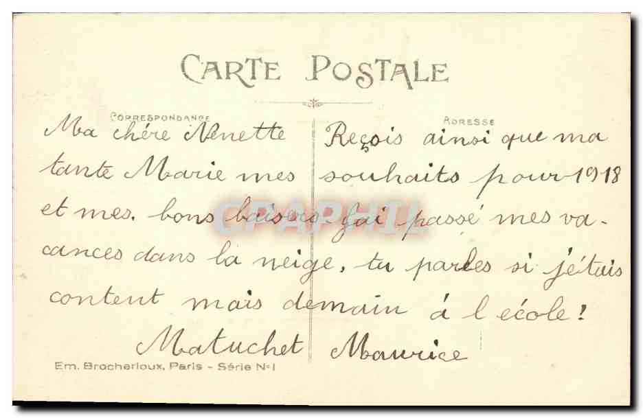 CPA Bonne Annee Enfant Boules de neige — Rückseite