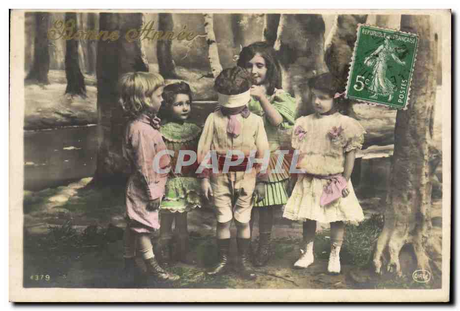 CPA Bonne Annee Enfants Colin Maillard