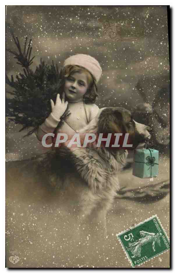 CPA Bonne Annee Enfant Chien 