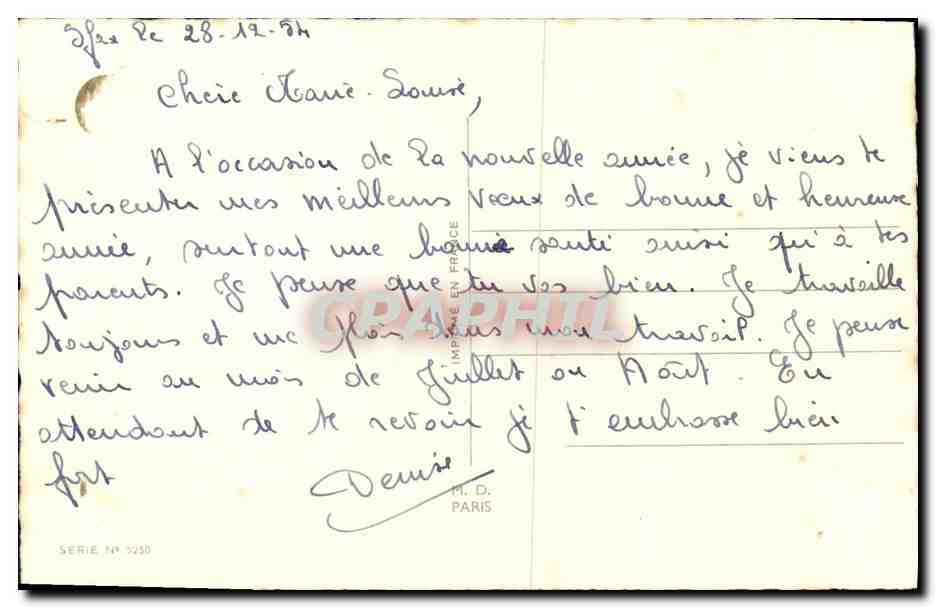 CPA Bonne et Heureuse Annee Biche  — Rückseite