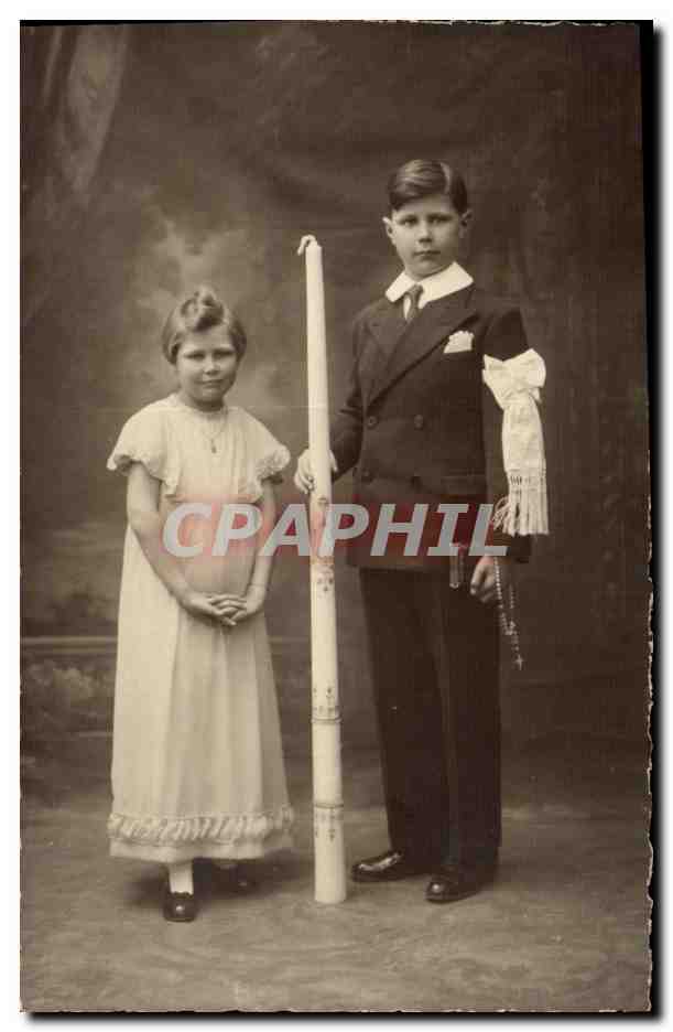 CARTE PHOTO Enfants Communion Cherbourg