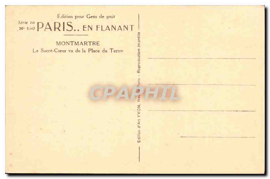 CPA Paris En Flanant Montmartre Le Sacre Coeur vu de la Place du Tertre Cabaret du Tertre — Rückseite