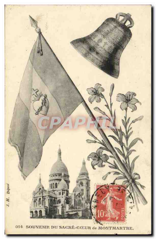 CPA Souvenir du Sacre Coeur de Montmartre Cloche Drapeaun 