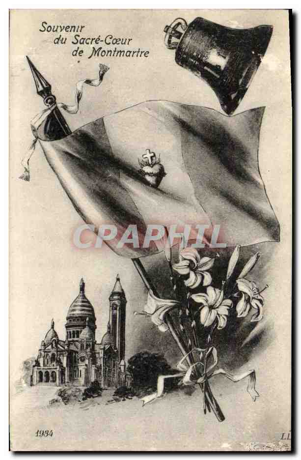 CPA Souvenir du Sacre Coeur de Montmartre Cloche Drapeau 