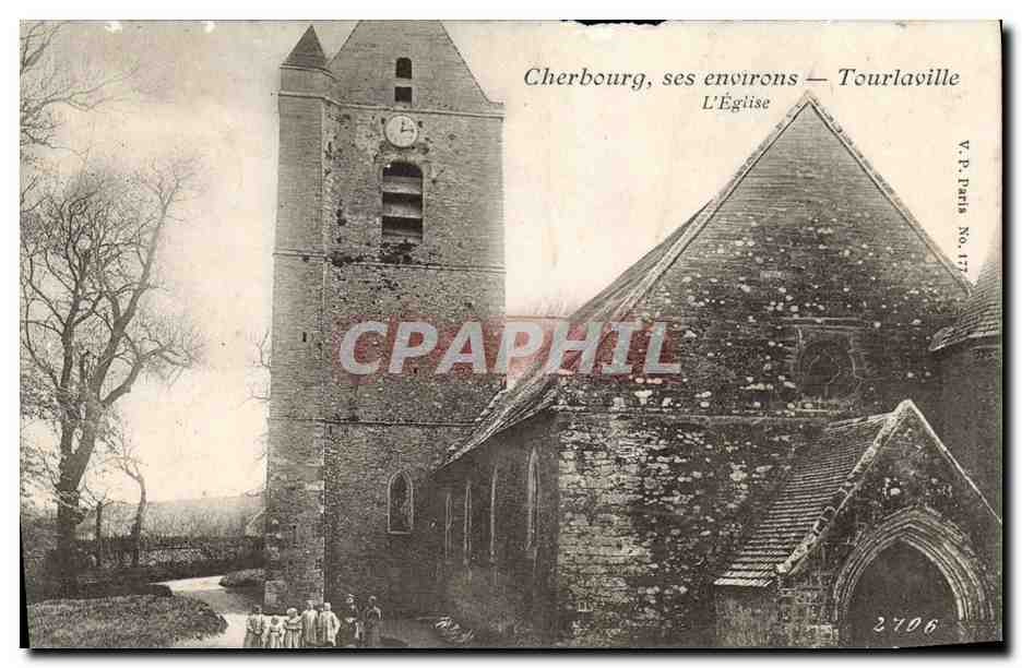 CPA Cherbourg ses environs Tourlaville L eglise Enfants