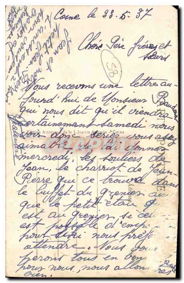 CPA Cosne Route de Nevers La Caserne Militaria — Verso