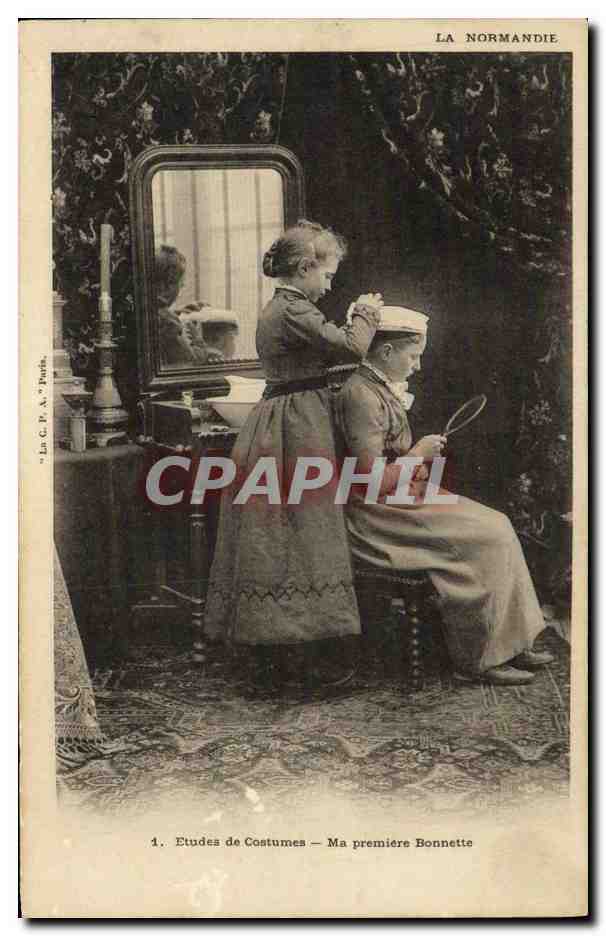 Études de Costumes — Ma première Bonnette — La Normandie — Éditeur Léon C. F. A. Paris