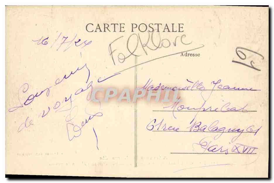 CPA A travers la Normandie Types et costumes anciens Une noce en pays d Auge Folklore  — Verso