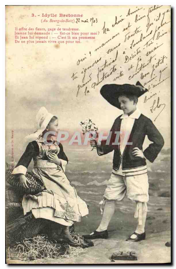 CPA Idylle Bertonne Bourg de Batz Folklore Enfants 