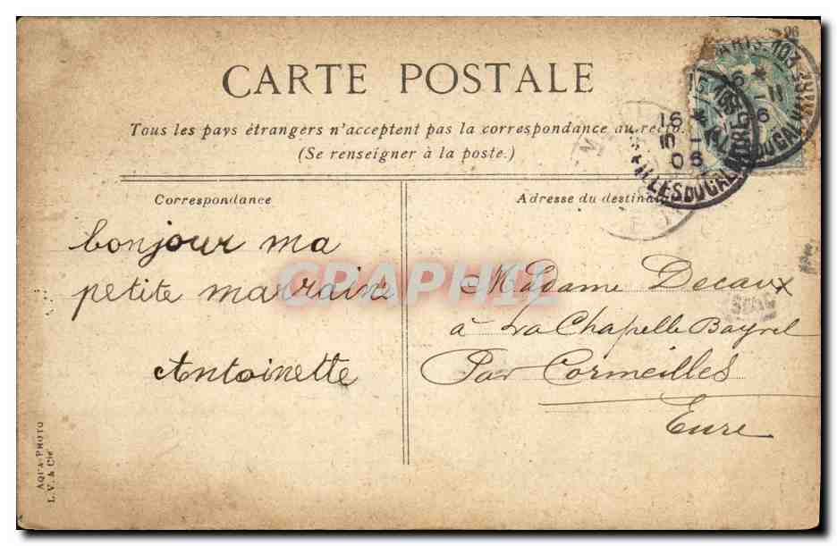 CPA Paris Rotonde du Parc Monceau — Rückseite