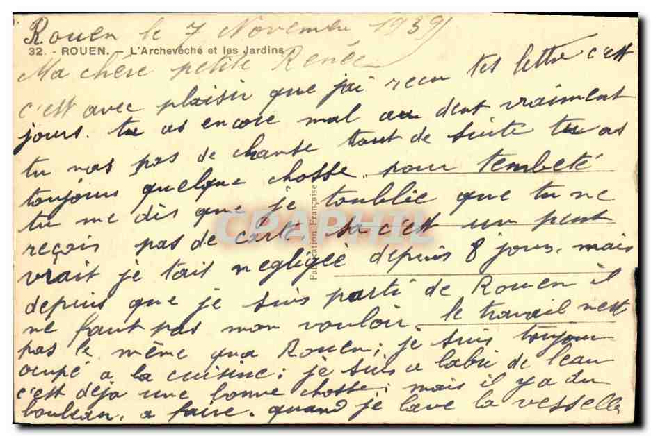 CPA Rouen L Archeche et les Jardins — Verso