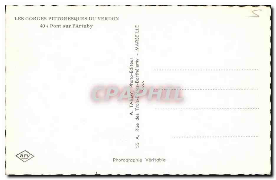 CPA Les Gorges pittoresques du Verdon Pont dur l Artuby — Verso
