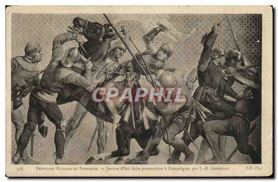 CPA Peintures Murales du Pantheon Paris Jeanne d Arc faite prisonniere a Compiegne Lenepveu