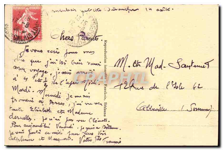 CPA N D de Lorette Le Phare et le cimetiere — Verso