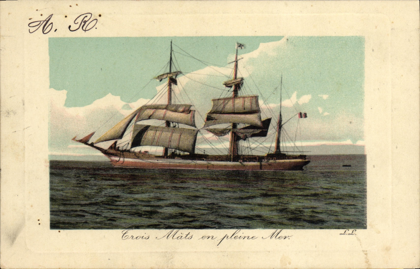 Crois Mâts en pleine Mer — illustration maritime — A. RO. et L.C.