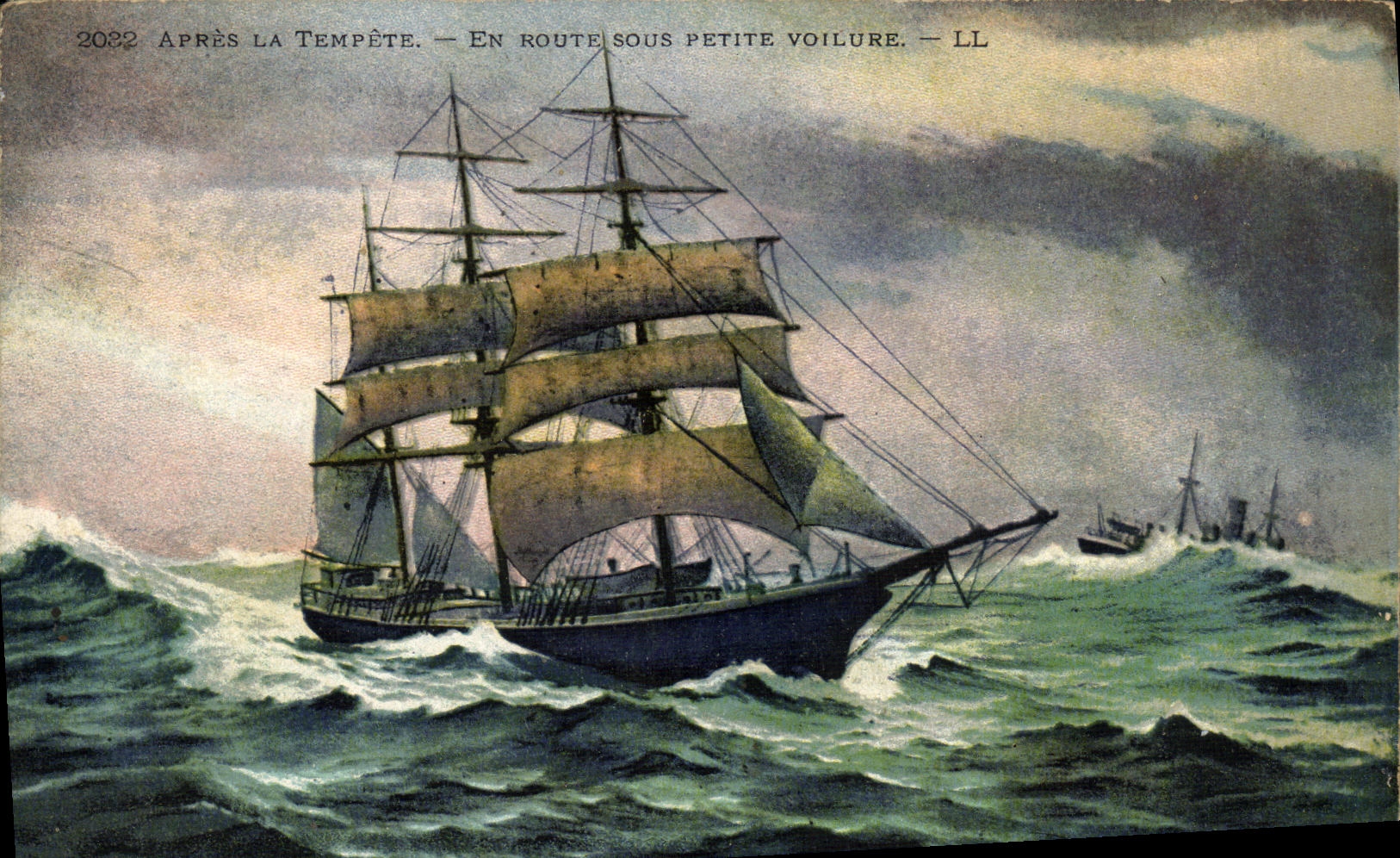 CPA Apres la Tempete En Route sous Petite Voilure Bateau 
