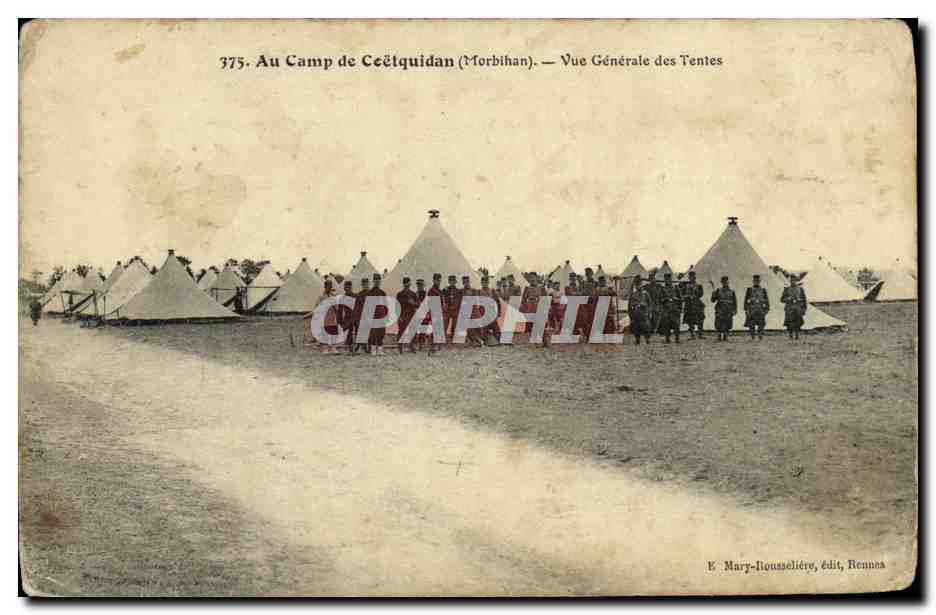 CPA Au Camp de Coetquidan Vue Generale des Tentes Militaria