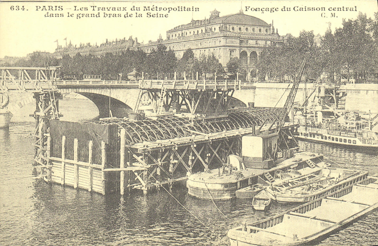 REPRO Paris Les Travaux du Metropolitain dans le grand bras de la Seine Metro