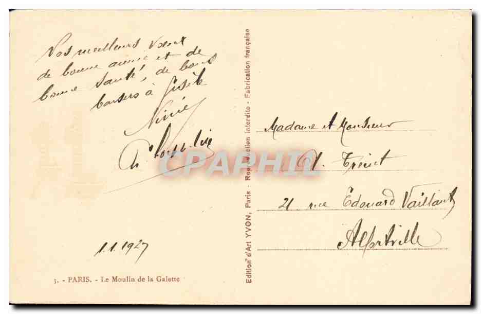 CPA Heureuse Anne Paris Le Moulin de la Galette Montmartre — Rückseite