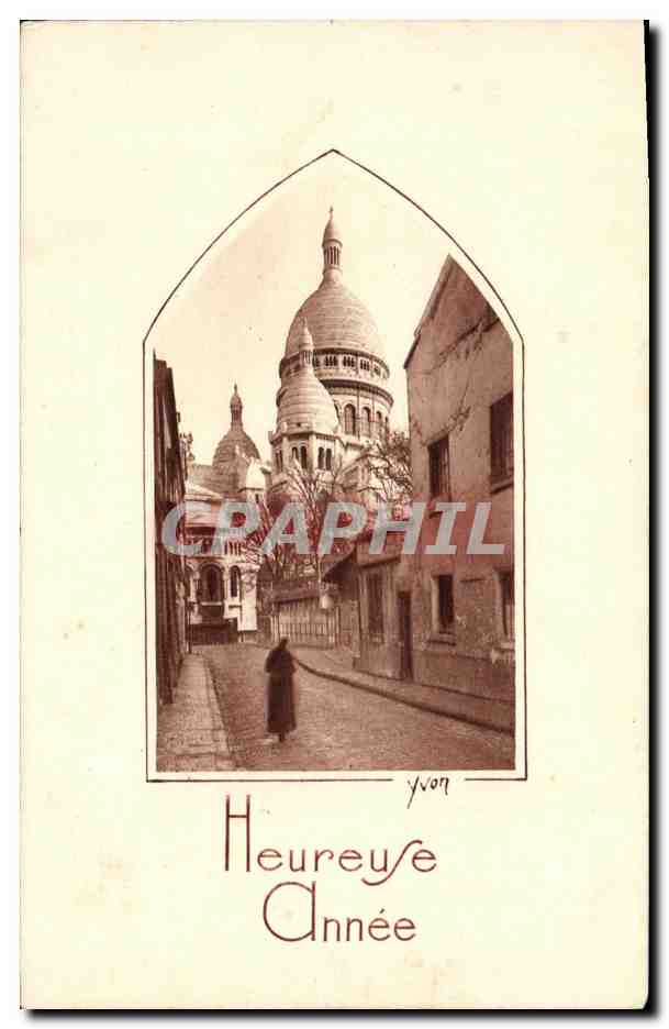 CPA Heureuse Annee Paris Basilique du Sacre Coeur