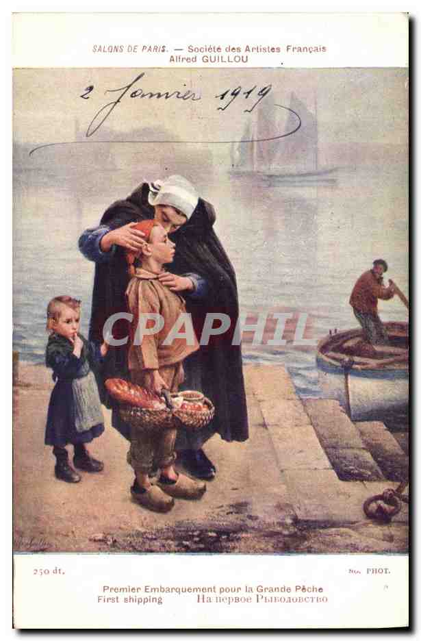 CPA Salons de Paris Alfred Guillou Premier embarquement pour la grande peche 
