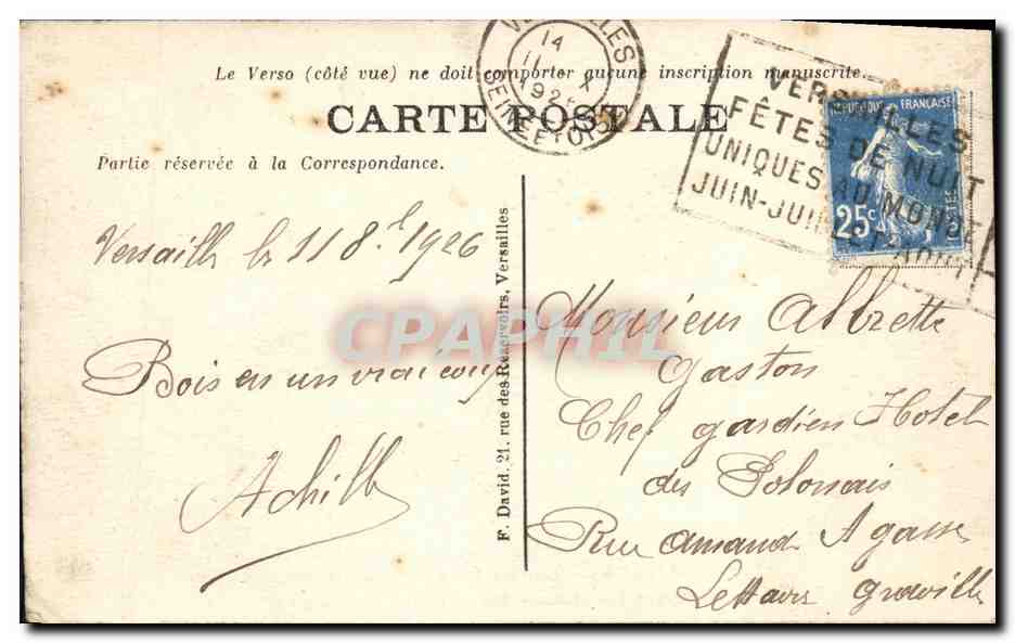 CPA Versailles Grandes Eaux Bosquets de Rocailles  — Verso
