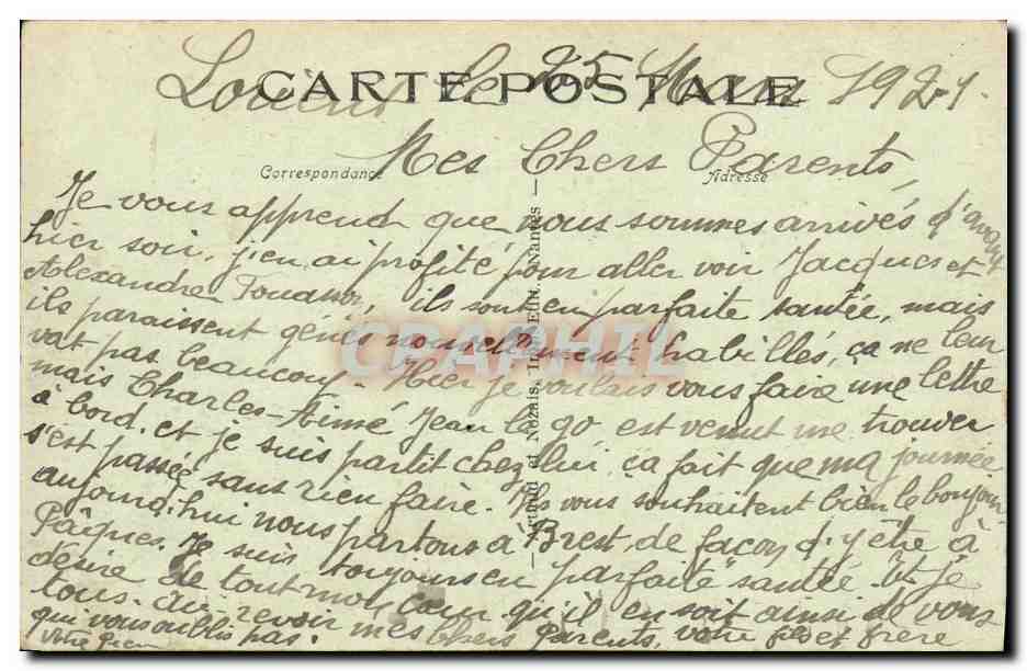 CPA En Mer Paquebot a la Cote — Verso