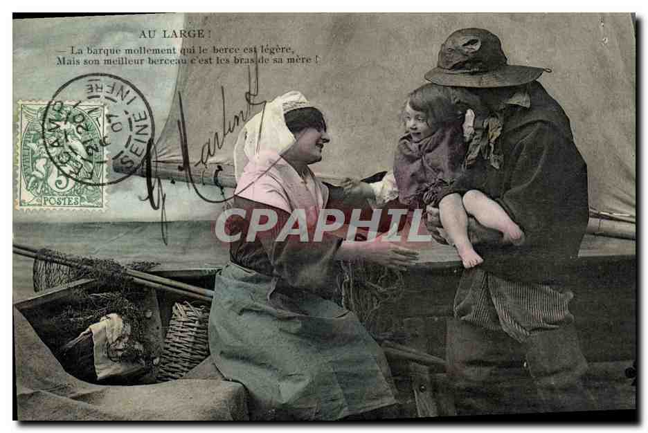 CPA Au Large La barque mollement qui le berce est legere