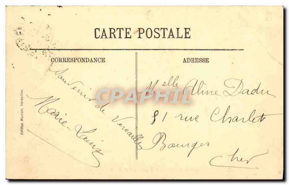 CPA Versailles Le Bassin de Latone Le Tapis Vert et le Canal — Verso