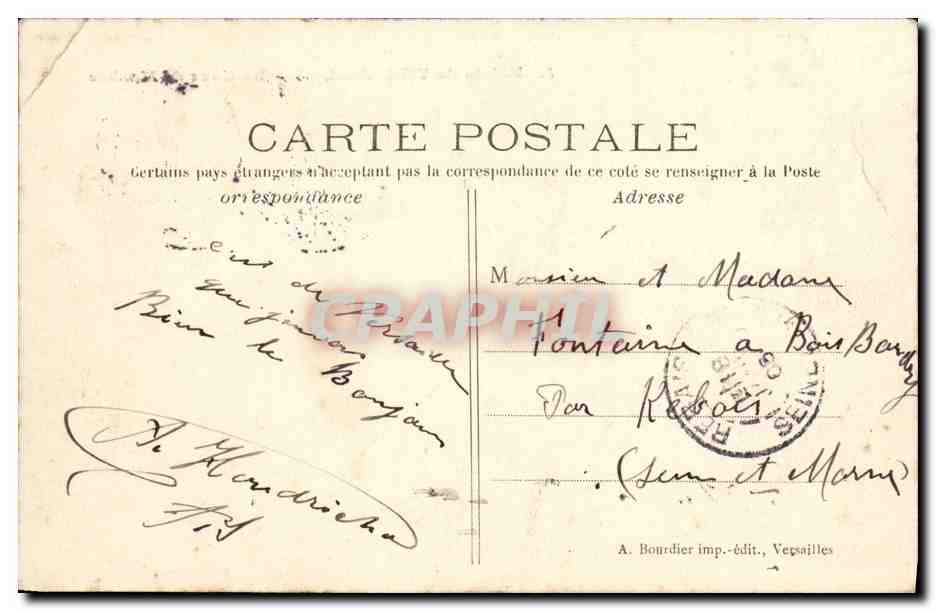 CPA Versailles Palais La cour de marbre — Verso