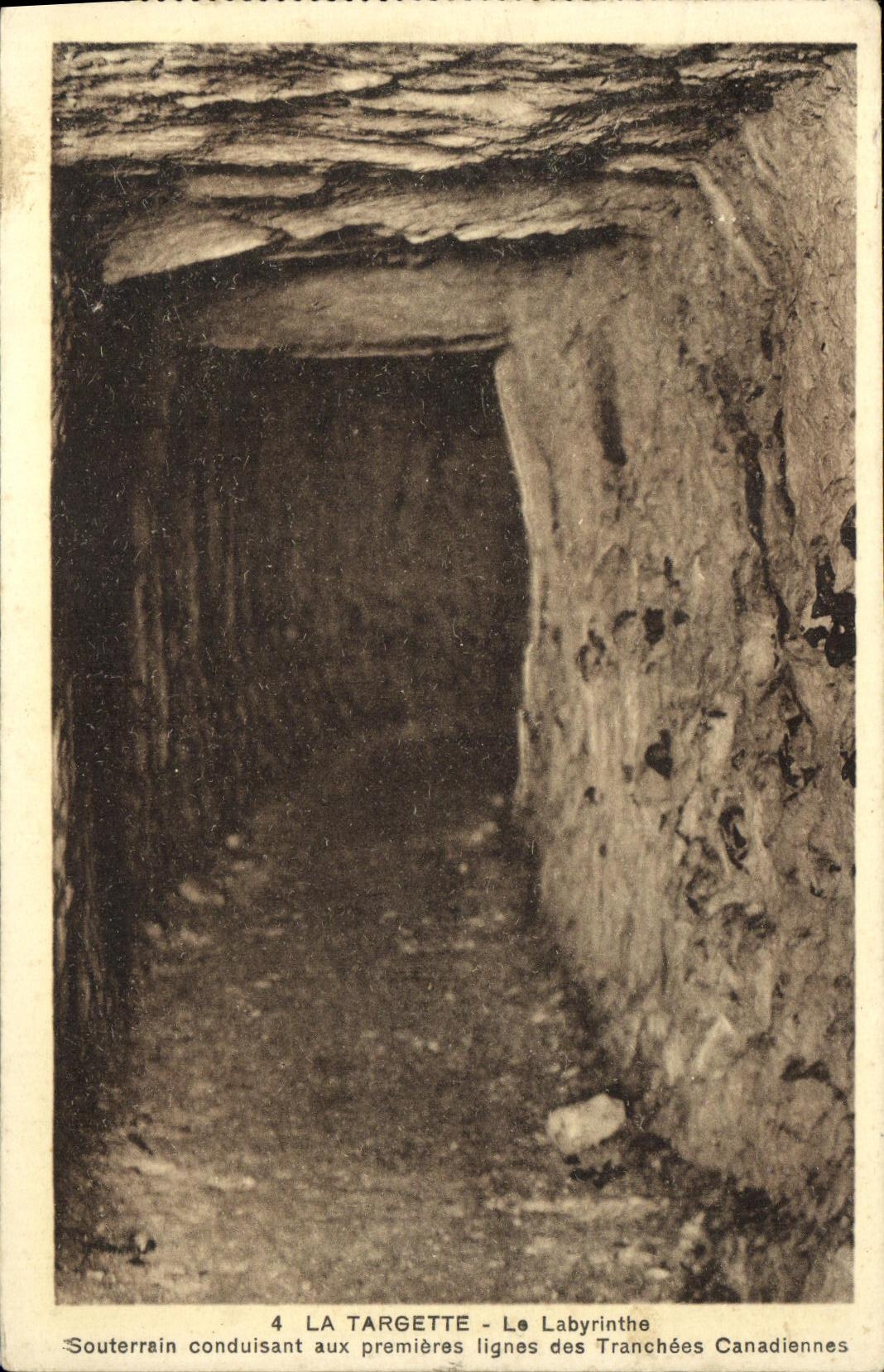 La Targette - Le Labyrinthe — Souterrain conduisant aux premières lignes des Tranchées Canadiennes — Clichés Fauchois