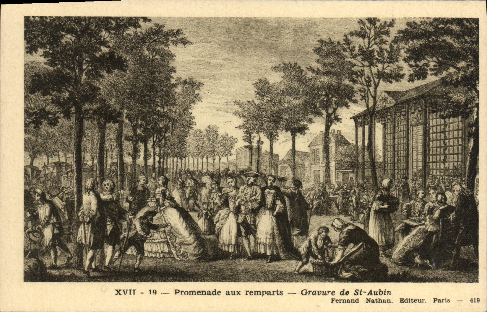CPA Promenade aux remparts Gravure de St Aubin 