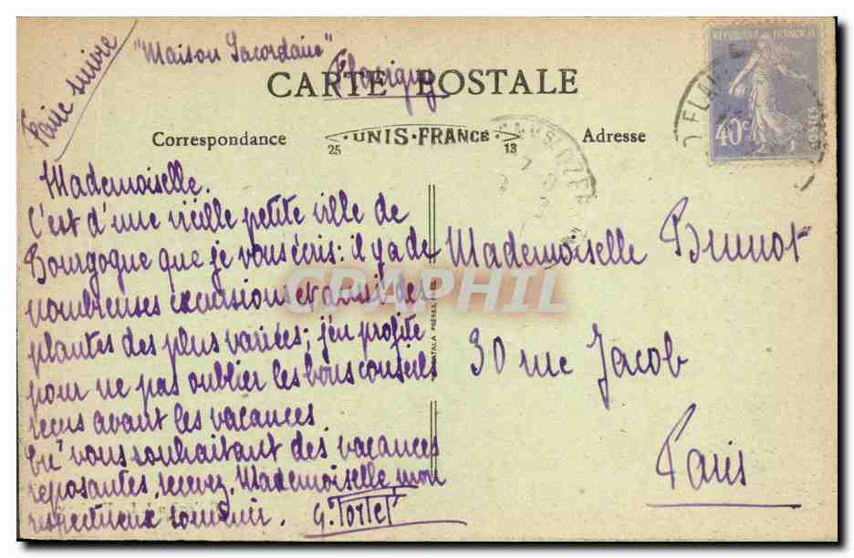 Flavigny - Vue générale prise au lavoir de la Recluse — n° 54 — Verso