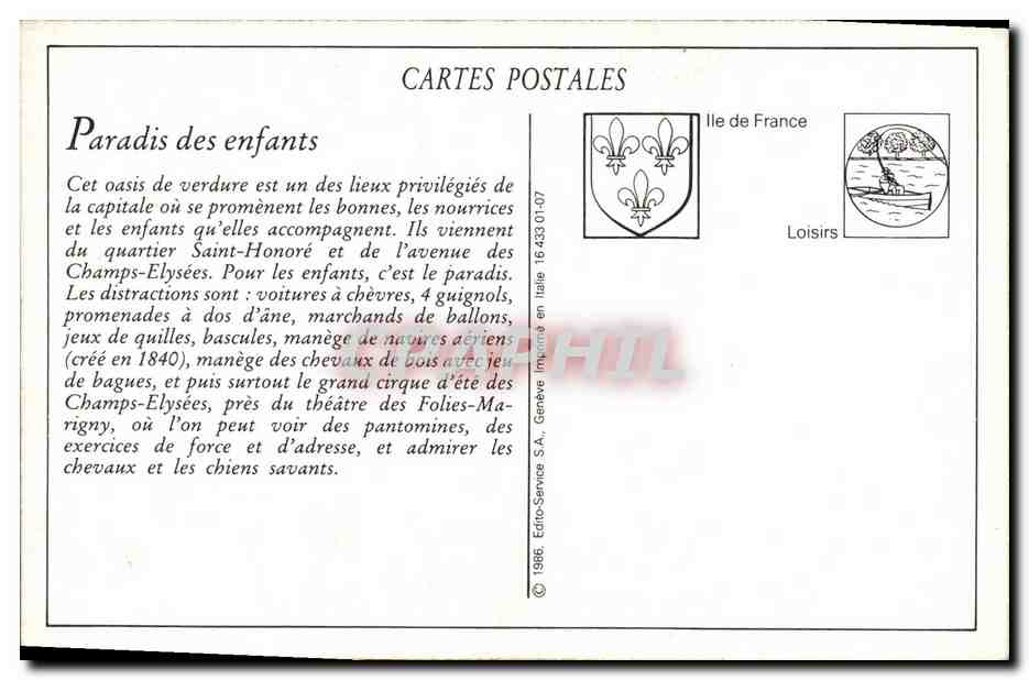 REPRO Scenes Pabisiennes Aux Champs Elyses Enfants — Rückseite