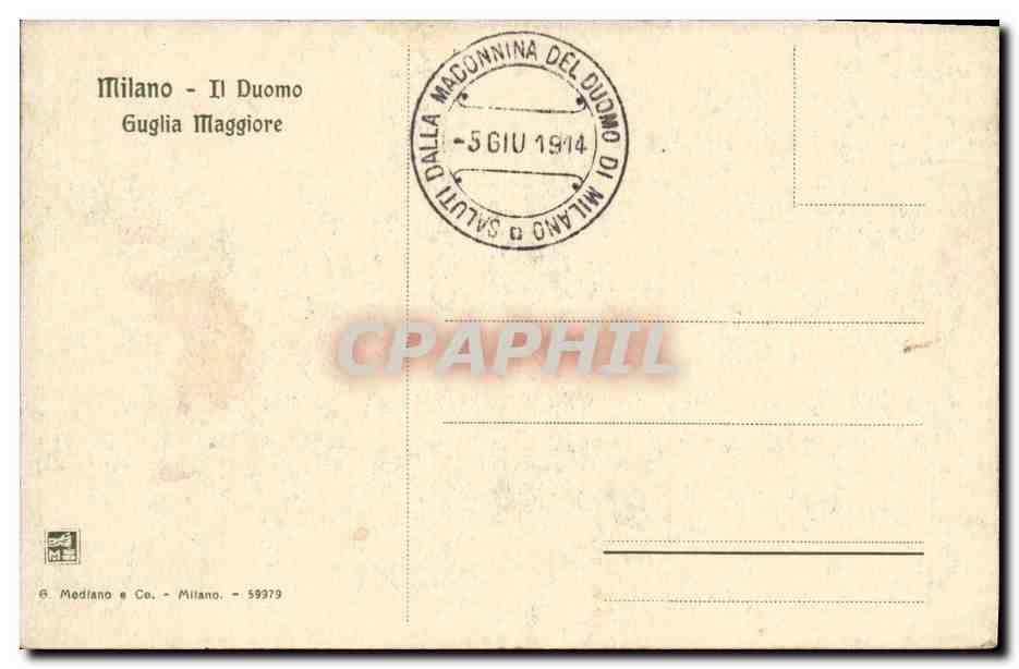CPA Milano Duomo Guglia Maggiore — Verso