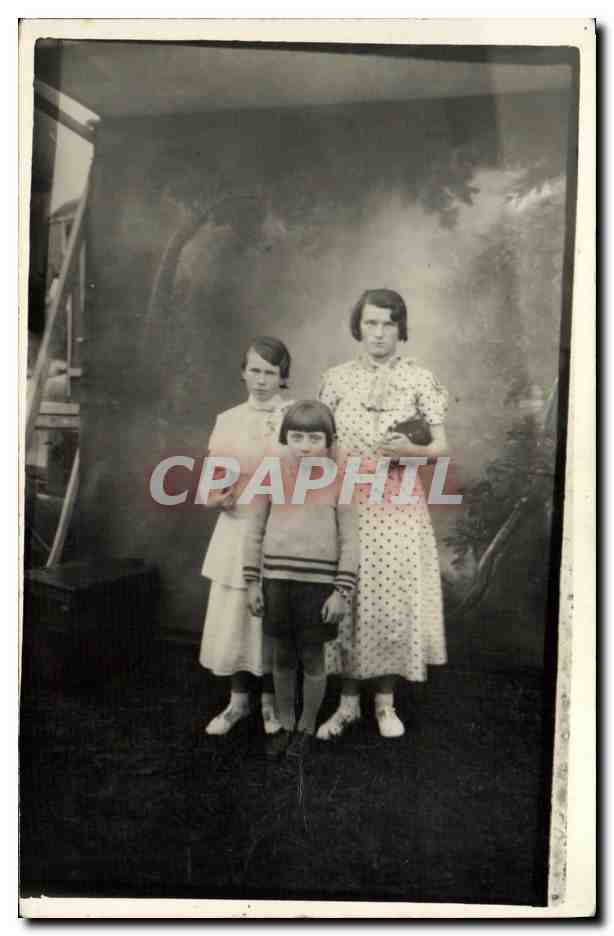 CARTE PHOTO Femme et enfants