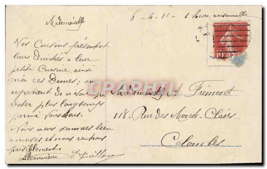 Junge Frau in gestreifter Kleidung — mit einem Lilienstrauß — Verlag R. B. n° 463 — Rückseite
