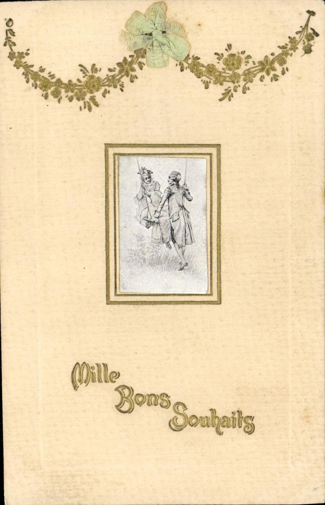 Deux enfants sur un balançoire — Mille Bons Souhaits — éditeur inconnu