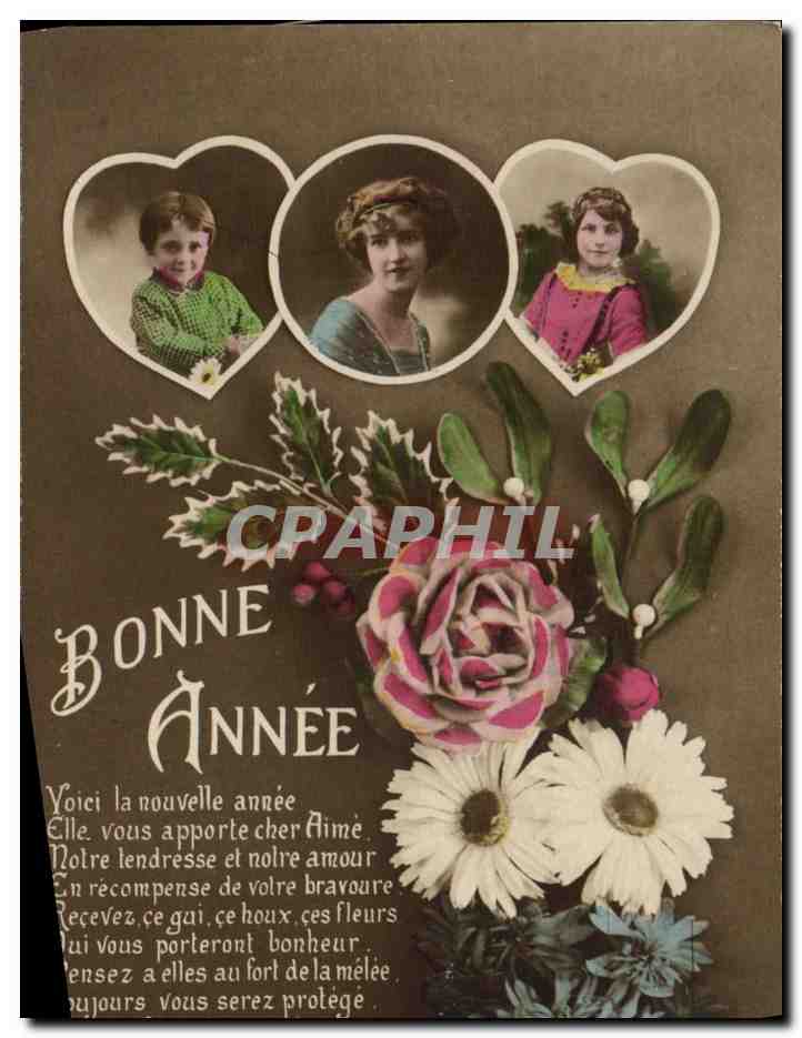 CPA Bonne Annee Fleurs Femmes