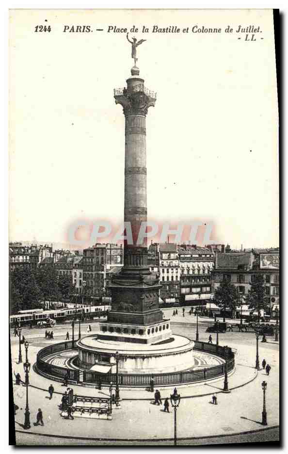 CPA Paris Place de la Bastille et Colonne de Juiliet