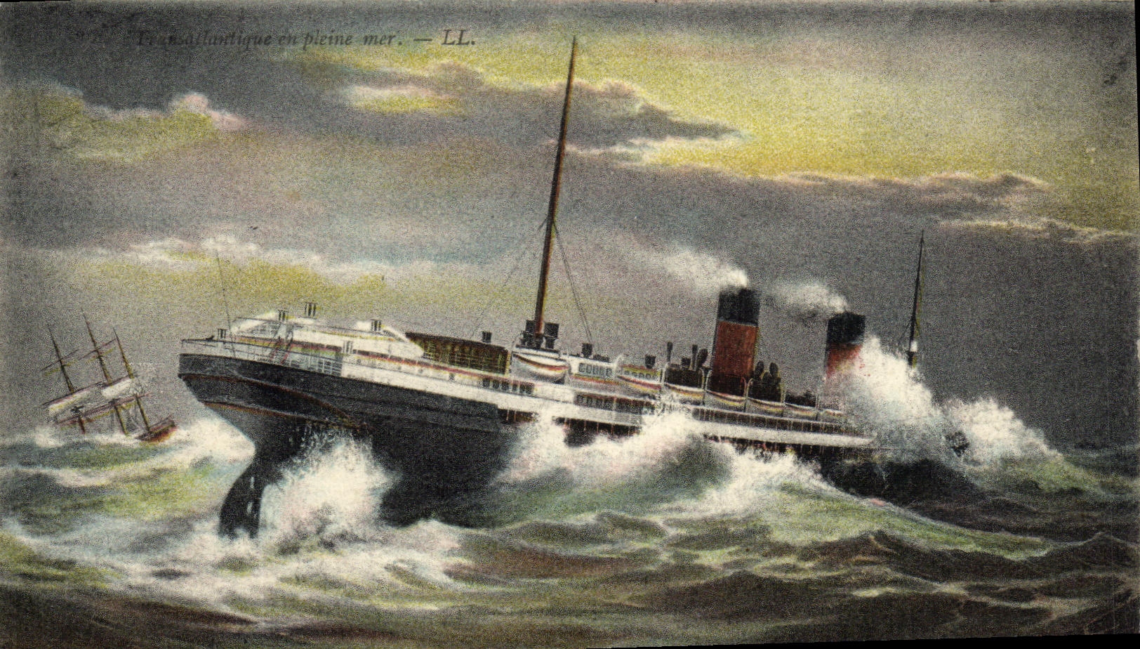 CPA Transatlantique en pleine mer Bateau 