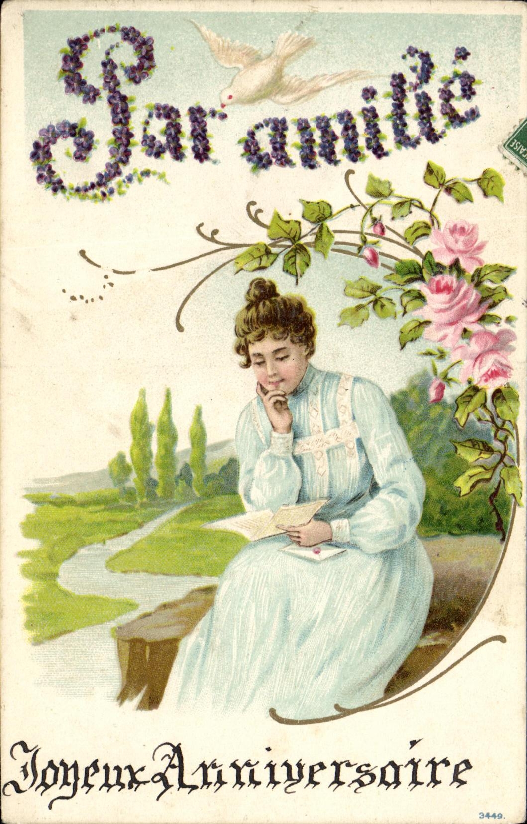 CPA Par Amitie Femme Colombe