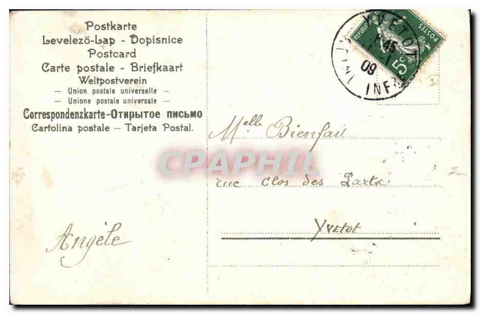CPA Par Amitie Femme Colombe — Verso