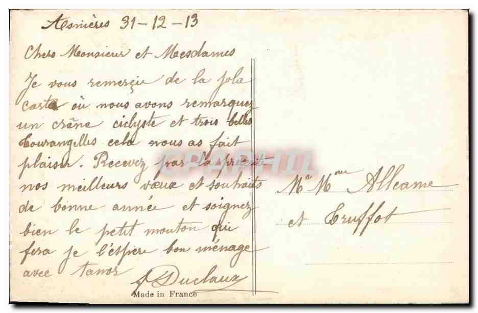 CPA Bonne Annee Enfants Mouton  — Rückseite