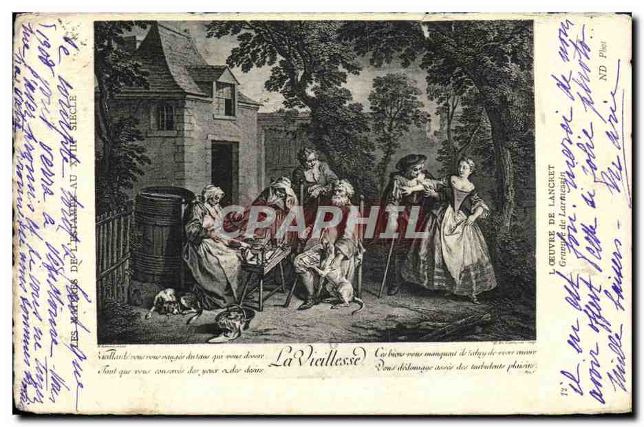 CPA La vieillesse lancret Gravure de Larmessin