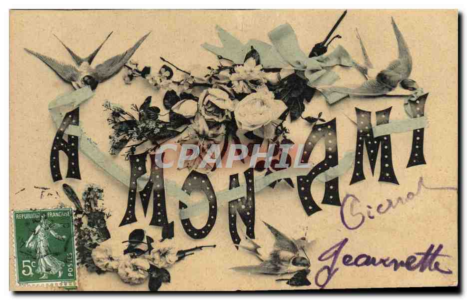 CPA Fleurs A mon a ami pierrot Jeannnett
