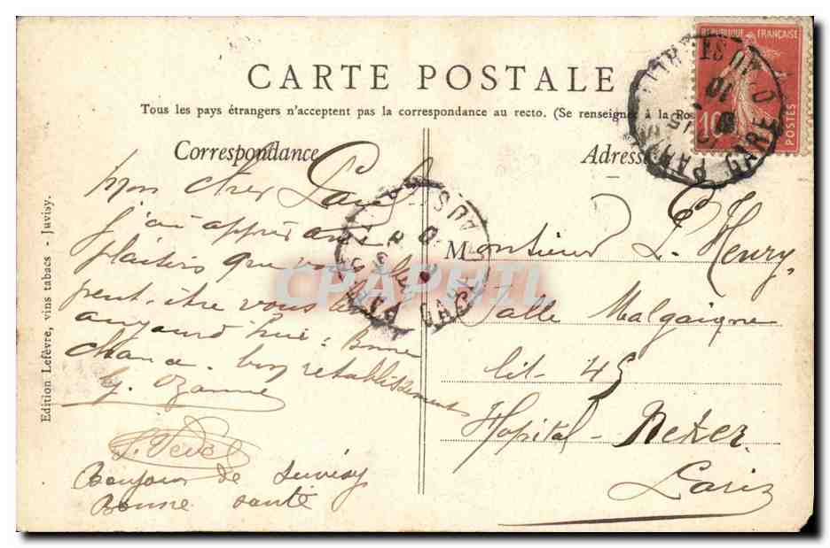 Juvisy — Le Miroir du Parc — Édition Lefèvre, Juvisy — Verso